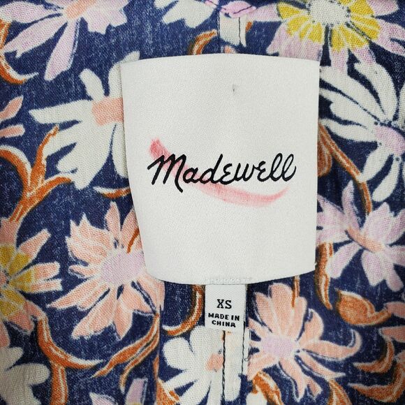 Madewell Blue Poolhouse Floral 100% Cotton Short Robe Jacket XS - Picture 6 of 7